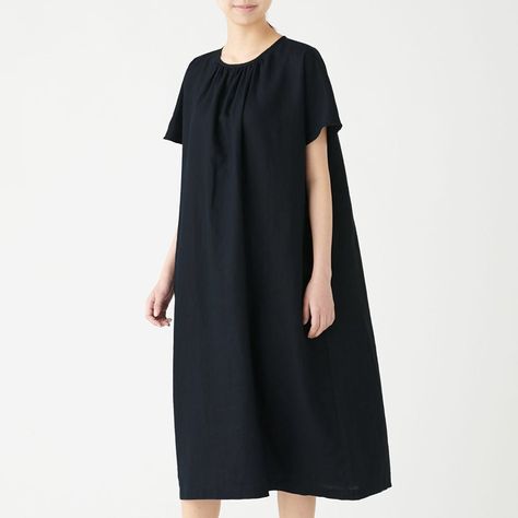 MUJI Linen Dress Loose Dresses, Loose Dress, Linen Dress, Cold Shoulder Dress, Short Sleeve Dresses, Comfort Fit, How To Wear, Dresses