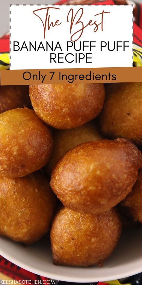 Honey Puffs Recipe, Banana Puff Puff Recipe, Banana Beignets Recipe, Banana Puree Desserts, Banana Donut Recipe, Mr Puffs Recipe, Egg Puffs Recipe, Black Banana Recipes, Banana Puff Pastry Dessert