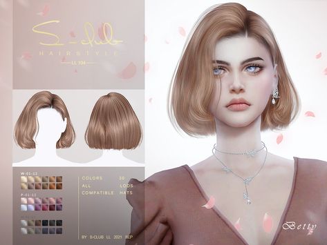 Short Bob cut hair(Betty) by S-Club Sims 4 Cc Hair Short Bob, Sims4 Cc Short Hair, Sims 4 Cc Bob Hair, Sims School, Bob Cut Hair, Short Bob Cut, Ts4 Hair, Sims 4 Cc Hair, The Sims 4 Cabelos