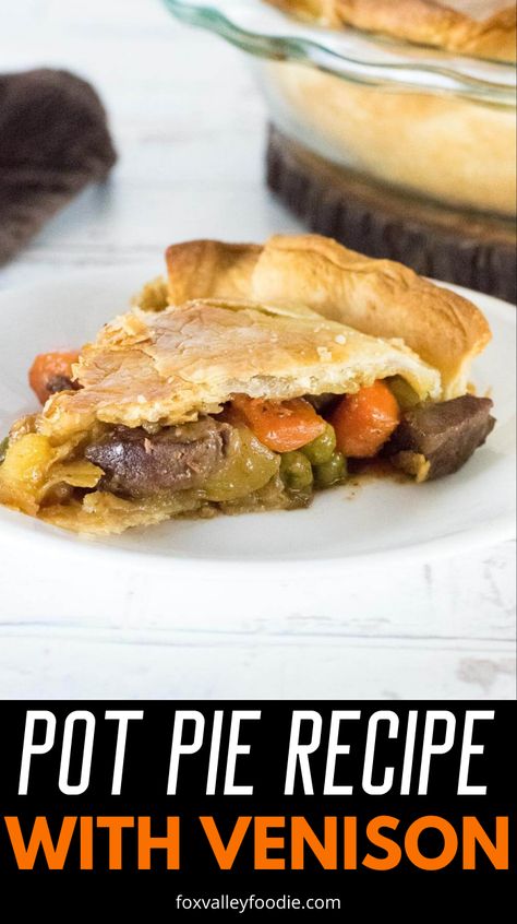 Venison Pot Pie Recipe, Venison Shepherds Pie Recipe, Leftover Venison Roast Recipes, Venison Pot Pie, Deer Burger Recipes, Venison Pie, Potpie Recipe, October Meals, Venison Backstrap Recipes