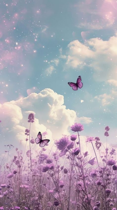 Cute wallpaper butterfly purple cloud. | premium image by rawpixel.com / Boom Purple Flowers And Butterflies Wallpaper, Cute Purple Butterfly Wallpaper, Cute Wallpapers Aesthetic Lavender, Purple Beautiful Wallpaper, Lavender Butterfly Aesthetic, Live Purple Wallpaper, Purple Butterflies Aesthetic, Pastel Purple Aesthetic Background, Background Pictures Aesthetic