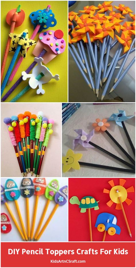 Pencil Toppers Diy, Pencil Topper Crafts, September Crafts, Pen Toppers, Diy Preschool, Toppers Diy, Diy Pencil, Flower Pens, Pencil Gift