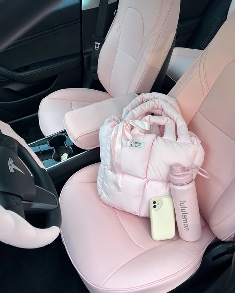 Tesla, A Car, Steering Wheel, Wheel, Pink