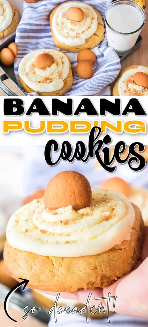 Banana Cream Pie Cookies, Cream Pie Cookies, Banana Pudding Cookies, Pudding Cookies Recipes, Crumble Cookie Recipe, Instant Banana Pudding, Easy Banana Pudding, Banana Pudding Cake, Best Banana Pudding