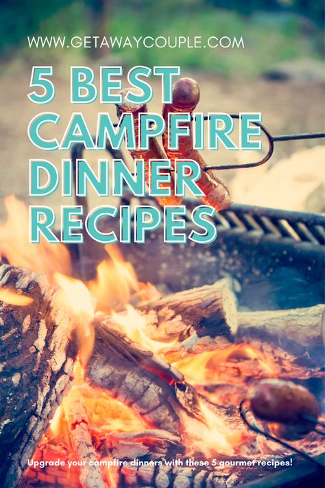 If your typical campfire dinner is a charred hot dog cooked on a stick over flames, we have good news–it doesn’t have to be that way! Check out these 5 gourmet camping dinners! 5 Best Campfire Dinner Recipes Fire Pit Dinner, Cooking On A Campfire, Cook Over Fire Pit Recipes, Cooking Over Fire Pit Campfire Recipes, Meals Over A Campfire, Fire Pit Meals, Campfire Meals Fire Pits, Gourmet Camping Meals, Campfire Dinner Ideas