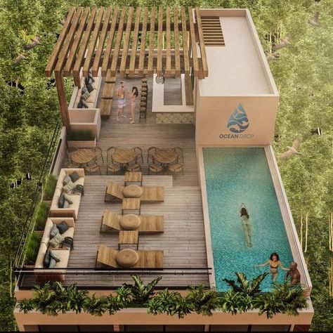 Pool Rooftop Design, Rooftop Terrace Design With Pool, Rooftop Deck With Pool, Rooftop Swimming Pool Home Small, Pool On Rooftop House, Rooftop Swimming Pool Designs, Swimming Pool On Rooftop, Rooftop Terrace With Pool, Roof Top Swimming Pool Home