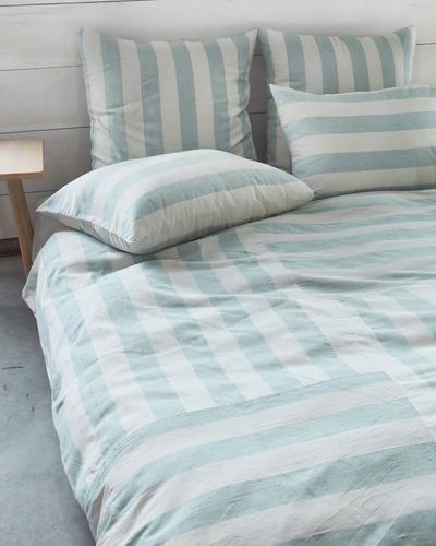 Sustainable Bedding, Striped Duvet Cover, Textured Duvet Cover, Textured Duvet, Relaxing Space, Striped Bedding, Striped Duvet, Striped Duvet Covers, Blue Duvet Cover