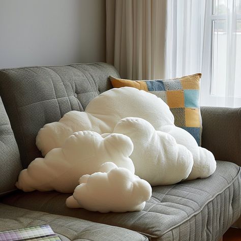 Introducing our Cloud-Shaped Cushion: Sink into the softness of a heavenly cloud with our plush, cloud-shaped cushion. Perfect for lounging or adding a touch of whimsy to your decor, it’s a cozy companion for relaxation. Conceptual AI Art Follow @ecosapiens for more! Cloud Furniture, Cloud Chair, Small Bedroom Style, Cloud Pillows, Cloud Cushion, Sensory Boxes, Food Pack, Sensory Room, Pillow Fort