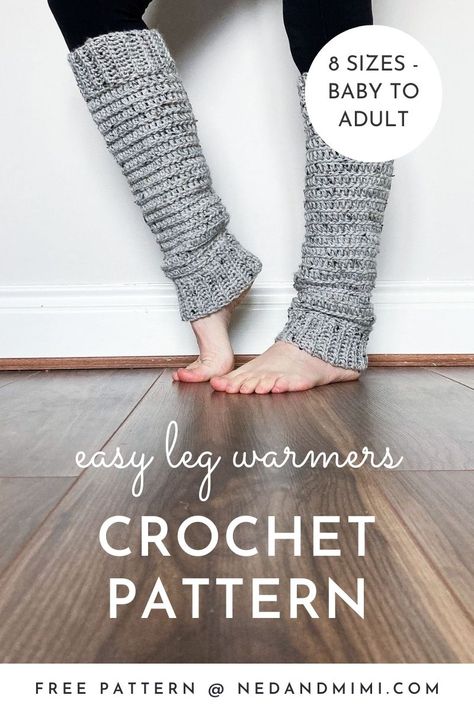 These easy crochet leg warmers are super cozy, and so quick to work up! This pattern is written for 8 sizes, from Baby up to Adult Large, so you can whip up a pair of crochet leg warmers for everyone in your family! Each leg warmer is a simple rectangle worked in one piece, with a lovely knit-look ribbing at the top and bottom. Crochet Leg Warmers Long, Crochet Leg Warmers Free Pattern Kids, Crochet Dance Leg Warmers Free Pattern, Leg Warmer Patterns Free, Free Crochet Leg Warmers, Easy Leg Warmers Crochet, Free Crochet Leg Warmers Pattern, Beginner Crochet Leg Warmers, Crochet Leg Warmers For Kids