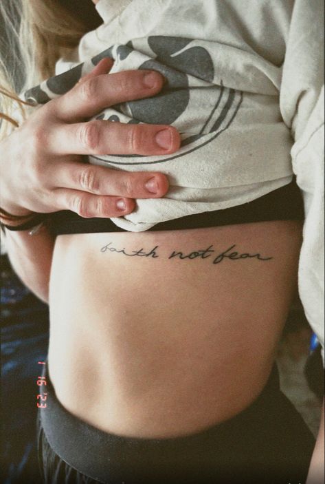 Faith Over Fear Rib Tattoo, Faith Over Fear Tattoo For Women, Faith Over Fear Tattoo, Faith Not Fear, Fear Tattoo, Cross Tattoos For Women, Faith Tattoo, Cross Tattoos, Underboob Tattoo