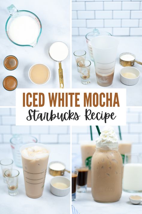 White Chocolate Starbucks Recipe, Best Store Bought Coffee, How To Make White Mocha Starbucks, White Mocha Creamer Recipe, White Chocolate Caramel Iced Coffee, Starbucks Ice White Mocha, Coconut Iced Coffee Recipes, Copycat Iced White Chocolate Mocha, White Mocha Latte Recipe