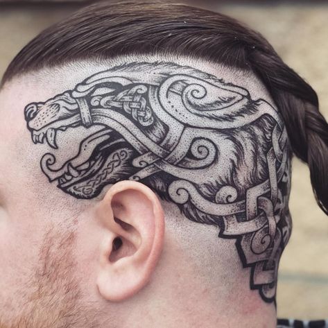 Norse Tattoo Chest, Viking Throat Tattoo, Norse Neck Tattoo, Celtic Head Tattoo, Viking Neck Tattoo For Guys, Nordic Head Tattoo, Berserker Tattoo Vikings, Viking Head Tattoos For Men, Nordic Chest Tattoo