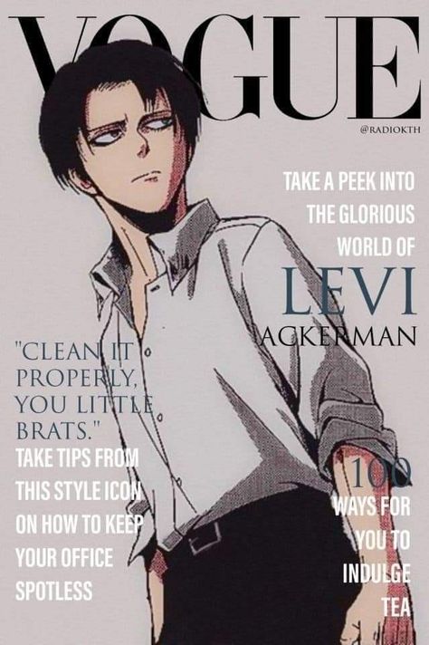 Anime Vogue Cover, Anime Vogue, Titan Fanart, Japanese Poster Design, Captain Levi, Anime Printables, Anime Decor, Anime Cover Photo, Attack On Titan Fanart