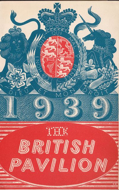 New York Worlds Fair, 1939 - The British Pavilion brochure, front cover designed by Eric Ravilious Brochure Front Cover, Eric Ravilious, Edward Bawden, Front Cover Designs, Graphic Design Collection, 2 September, Worlds Fair, Design Posters, Vintage Graphic Design