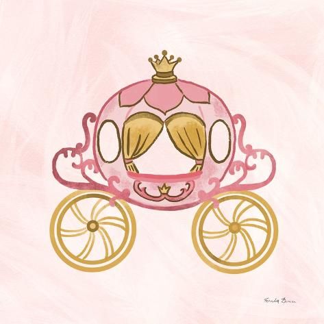 size: 12x12in Art Print: Pretty Princess Carriage by Farida Zaman : Coquette Things, Cinderella Musical, Princess Artwork, Princess Canvas, Princess Illustration, Princess Carriage, Cinderella Carriage, Cinderella Disney, Painted Bags