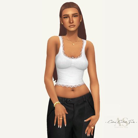 Adelina Ts4 Tank Top, Sims 4 Off The Shoulder Top, Sims 4 Cc Tank Top, Sims 4 Tank Top, Sims 4 Clothing, Sims Cc, Off Shoulder Tops, Sims 4, Shoulder Top