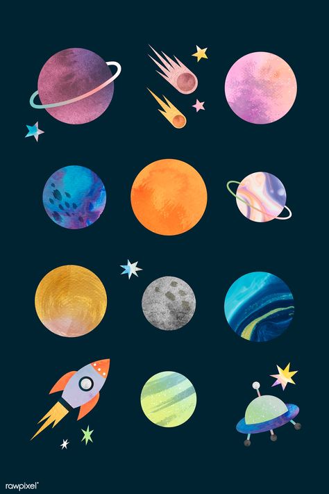 Colorful galaxy watercolor doodle on black background vector | premium image by rawpixel.com / Toon Drawing Planets Space, Doodle On Black Background, Galaxy Art Drawing, Rocket Cartoon, Background Galaxy, Galaxy Watercolor, Colorful Galaxy, Space Watercolor, Planet Painting