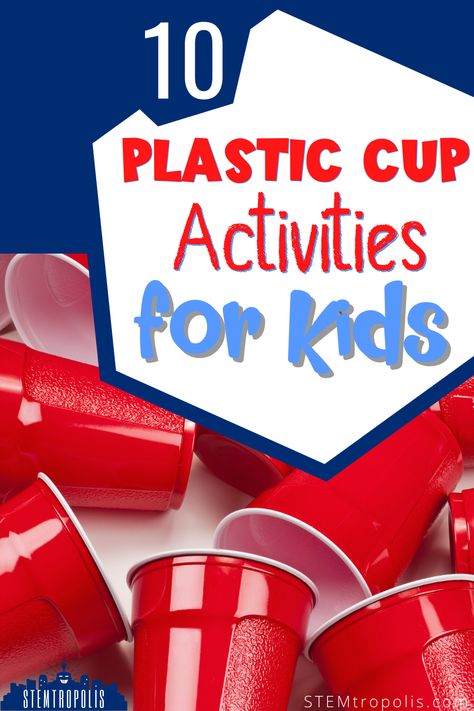 STEM Activities with Plastic Cups - Fun Projects for Kids. You can do some simple STEM activities with plastic cups to help explain some fundamental concepts in science, math, and engineering. It is always helpful to use ordinary household items for quick and easy activities for kids. Join us at STEMtropolis.com for activities, projects, STEM challenges and printables. Low Cost Stem Activities, Easy Preschool Stem Activities, Quick And Easy Stem Activities, Cheap Stem Activities Elementary, No Prep Stem Activities, Easy Stem Activities Elementary, Stem Activities For Kindergarten, Diy Stem Projects, Easy Stem Activities