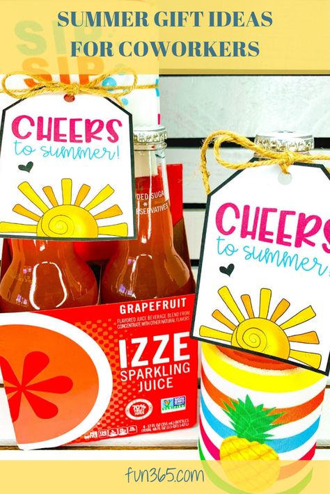 Nothing says summer more than something fruity and sweet to sip on on a hot day! Give your coworkers a gift to say "Cheers to Summer" and to show your appreciation. Secret Pal Gifts, Summer Gift Ideas, Gift Ideas For Coworkers, Customer Appreciation Gifts, Staff Appreciation Gifts, Pineapple Gifts, Party Planning Ideas, Wedding Projects, Staff Gifts