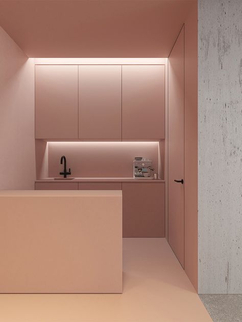 Minimalist Dekor, Interior Minimalista, غرفة ملابس, Commercial Office, Pink Kitchen, Pink Interior, Hem Design, Decor Minimalist, Minimalist Kitchen