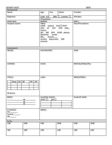 Sbar Report Sheet, Nurse Report Sheet Templates, Nursing Report Sheet Templates, Nursing Notes Template, Nursing Assessment Documentation, Report Sheets For Nurses, Cardiac Nurse Report Sheet, Nurse Brain Sheet Templates, Sbar Nursing