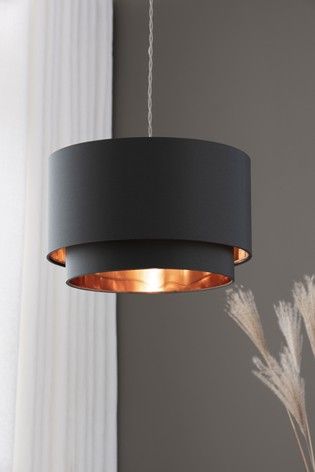 Grey Copper 2 Tier Easy Fit Shade Copper Room, Copper Bedroom, Bedroom Lampshade, Copper Lampshade, Copper And Grey, Ceiling Lamp Shades, Kitchen Ceiling Lights, Bedroom Ceiling Light, Spare Bedroom