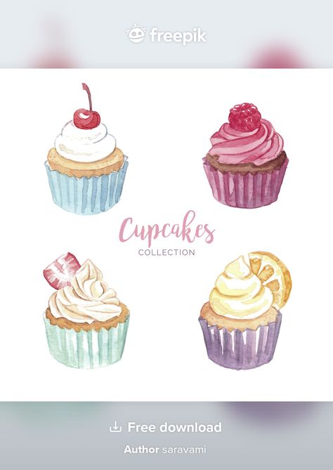 Cupcake Painting, Cupcake Illustration, Cupcake Drawing, Cupcake Pictures, Cake Drawing, Cupcake Art, Watercolor Fruit, Food Backgrounds, Halloween Cupcakes