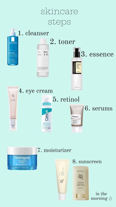 skincare routine, skincare steps, skincare order, moisturizer, serum, toner, retinol, eye cream, essence, korean skincare routine Best Essence Products, Best Retinol Eye Cream, Essence Korean, Retinol Benefits, Best Retinol Cream, Retinol Skincare, Skincare Steps, Korean Skin Care Secrets, Haut Routine