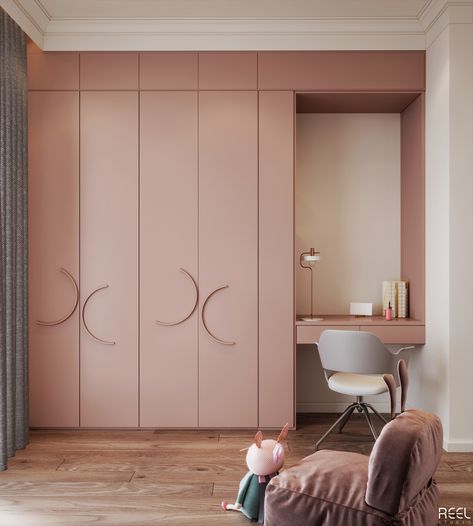 Girl Bedroom Design on Behance Wardrobe Shutter Design, Wall Wardrobe Design, Kids Room Interior Design, Wardrobe Door Designs, Wardrobe Designs, Wardrobe Interior Design, Kids Interior Room, Wardrobe Design Bedroom, Girl Bedroom Designs