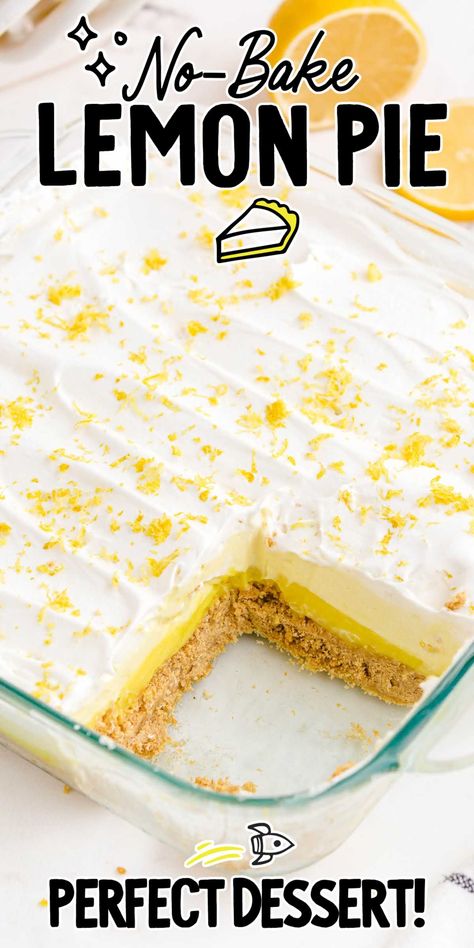 Graham Wafer Crust, Lemon Lasagna, Graham Dessert, Easy Lemon Pie, No Bake Lemon Pie, Graham Cracker Dessert, Cracker Dessert, Whipped Cream Topping, No Bake Lemon