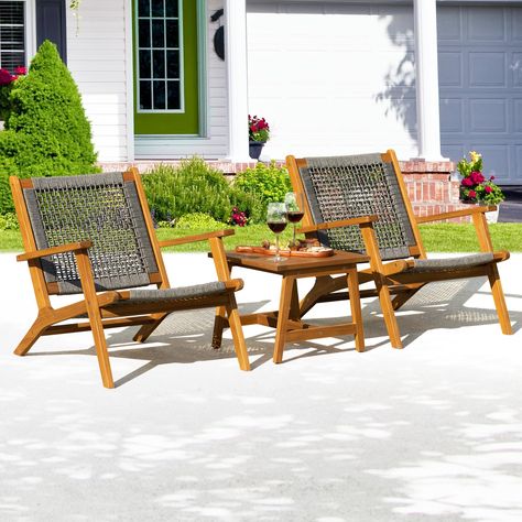 Patio Gardens, Yard Furniture, Outdoor Bistro, Cozy Patio, Outdoor Bistro Set, Bamboo Furniture, Wood Patio, Bistro Set, Garden Patio Furniture