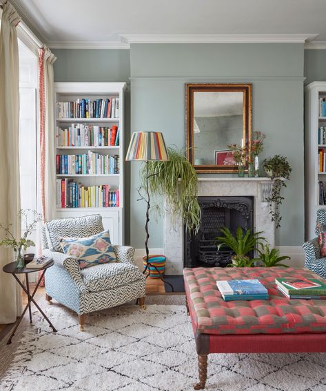 Gray-green: The new neutral shade interior designers love | Kate Guinness, Red Dining Room, Farrow & Ball, Riverside House, Dado Rail, Antique Dining Tables, Floor Sitting, House Garden, West London