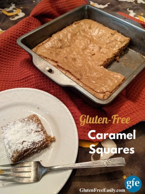 Gluten-Free Caramel Squares Gluten Free Caramel, Recipe For Caramel, Caramel Squares, Gluten Free Lemon Bars, Gf Sweets, Gluten Free Bakery, Gf Desserts, Gluten Free Sweets, Dairy Free Dessert