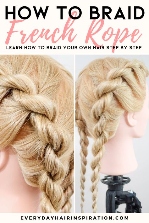 Simple french rope braid Twist Dutch Braid, Hair Twisting Styles, French Twist Pigtails, French Braid Alternative, Easy French Braid Hack, Double Twist Braid, Twisty Hairdo, Easy Twist Braids Hairstyles, Double Rope Braid