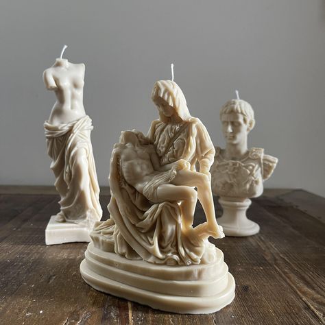 Pieta Candle Random Room Decor, Candle Making Aesthetic, Decorating With Candles, Classical Sculptures, Make Wish, Royal Candles, Famous Sculpture, Candle Unique, Candle Sculpture