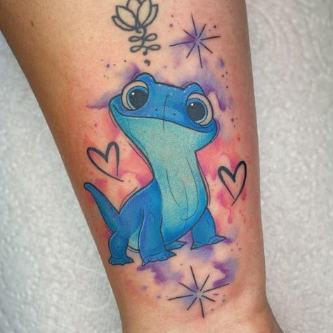 Tattoo uploaded by Shauna Gregory | Bruni from frozen 2 | 1444045 | Tattoodo Disney Forearm Tattoo, Disney Sidekick Tattoos, Olaf Tattoo, Colour Tattoos, Colour Tattoo Designs, Frozen Tattoo Ideas, Elsa Tattoo Ideas, Frozen 2 Tattoo Ideas, Disney Frozen Tattoo