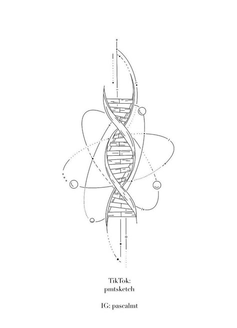 Atom Tattoo Universe, Line Art Space Tattoo, Scientist Tattoo Ideas, Chemical Tattoo Ideas, Atom Tattoo Design, Physics Tattoo Ideas, Geometric Space Tattoo, Dna Sketch, Engineering Tattoo Ideas