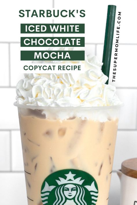 White Chocolate Mocha Starbucks Recipe, Homemade Iced Coffee Recipe Easy, Iced White Chocolate Mocha Starbucks, Coffee Combinations, Espresso Ideas, Nespresso Drinks, White Chocolate Mocha Recipe, Copycat Drinks, Starbucks White Chocolate