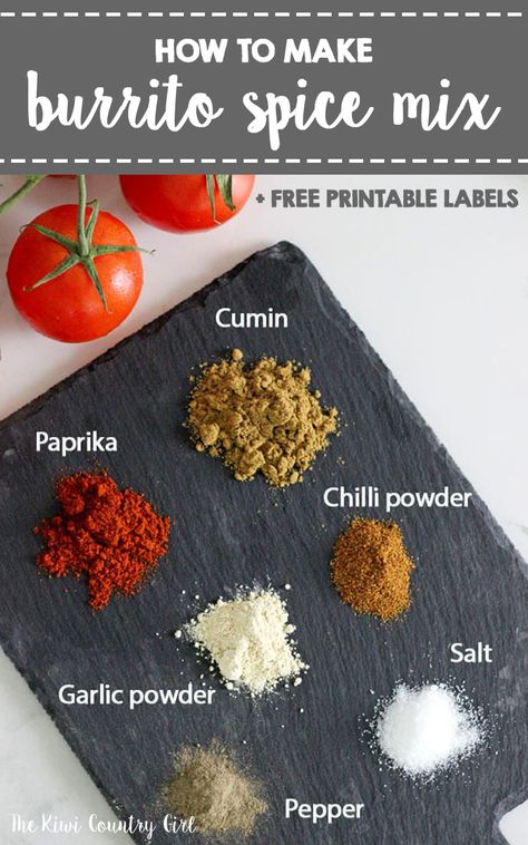 Making your own homemade Burrito Spice Mix (or taco seasoning) is so easy! It's the perfect blend of spices to make your favourite Mexican meal in minutes! Perfect for beef burritos, nachos, chicken strips for tacos, refried beans or anything Mexican! Make it as spicy or as mild as you like! #madefromscratch #tacos #weeknightmeal #easydinner #mexicanfood #tacotuesday #burritospicemix #tacoseasoning #easymeals #spicemix #burritos Nachos Chicken, Beef Burritos, Homemade Dry Mixes, Homemade Spice Mix, Spice Blends Recipes, Spice Mix Recipes, Homemade Spice Blends, Seasoning And Spice, Diy Spices