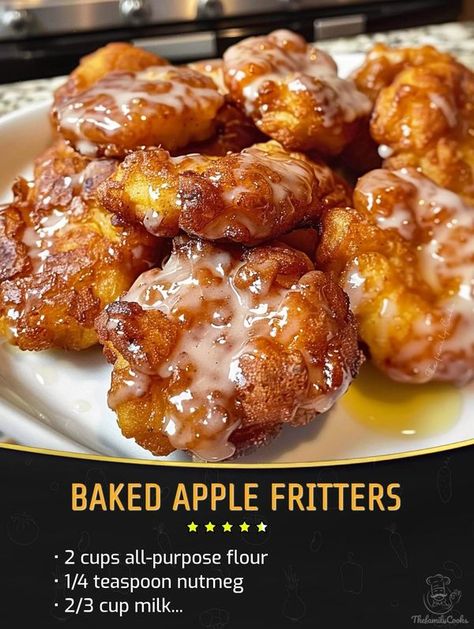 Easy and tasty recipes | Baked Apple Fritters 😄 | Facebook Health Chicken Recipes, Cajun Recipes Authentic, Baked Apple Fritters, Apple Fritter Bread, Apple Recipes Easy, Apple Fritter, Apple Dessert Recipes, Fritter Recipes, Baked Apple