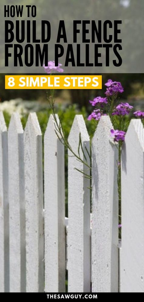 Pallet Board Fence, Diy Picket Fence, Pallet Fence Diy, Build Fence, Curb Appeal Easy, Upcycled Pallets, Build A Fence, Wood Picket Fence, Pallet Projects Garden