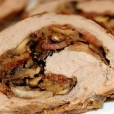 Mushroom Bacon, Pork Loin Roast Recipes, Pork Entrees, Stuffed Pork, Pork Loin Recipes, Spend With Pennies, Pork Dinner, Tenderloin Recipes, Pork Loin Roast