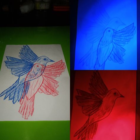 Blue Red 3d Art, 3d Drawing Red And Blue, Blue And Red Drawing 3d, Red Blue Illustration, Red And Blue Art Drawings, A3 Drawing Ideas, Red And Blue 3d Effect Drawing, 3d Red And Blue Art, Blue Red Drawing