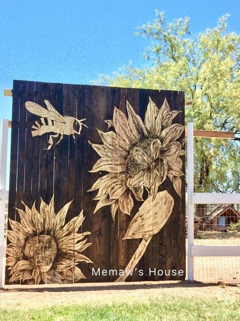 The weather is perfect for being outdoors and working in the yard. I am an artist, and love to do furniture makeovers. My specialty is using wipe on wood stain to create images on pallets and furniture. I love sunflowers, well my sunflowers, lol, they are whimsical and imperfect. I scored a bundle of wood slats at Lowe’s for $20 so I decided I was going to add a pallet wall and stain a beautiful design on it and put it in a section of fence. The video that is attached is more of a view… Penny Ball, Being Outdoors, Stepping Stones Diy, Garden Globes, Attract Hummingbirds, Diy Concrete Planters, Pot People, Garden Balls, Art Window