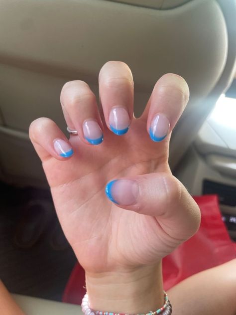 Short Nails For Volleyball, Kids Acrylic Nails Short Ideas, Friend Nails, Really Short Nails, Preppy Nails, Teen Nails, Gel Nails French, Cute Nail Colors, Blue French Tips