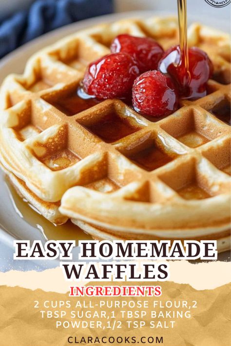 Easy Homemade Waffles Quick Easy Waffle Recipe, Homemade Waffle Recipe Without Eggs, How To Make Waffle Mix Recipe Easy, Easy Waffle Iron Recipes, 2 Waffle Recipe, Single Waffle Recipe Easy, Waffles Easy Recipe, Good Waffle Recipe, Belgium Waffle Recipe Easy