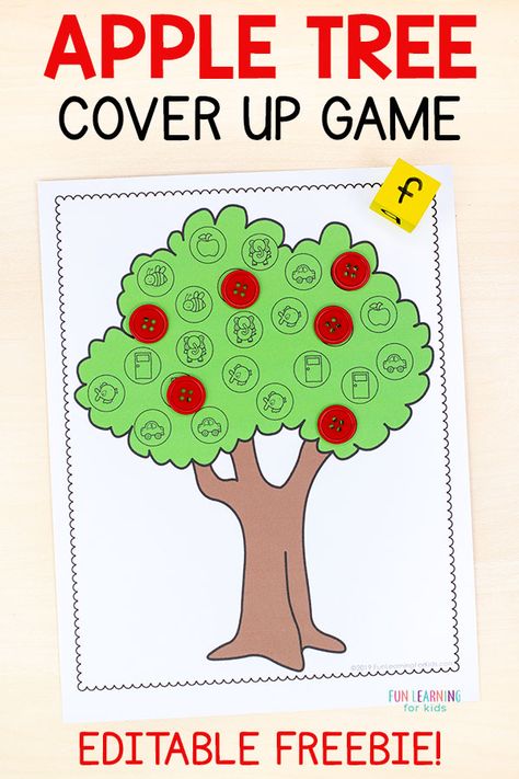 A fun apple theme cover up alphabet activity for teaching letters and letter sounds this fall. Perfect for preschool and kindergarten literacy centers! Apple Literacy Activities, Apple Literacy, Free Kindergarten Printables, Alphabet Centers, Alphabet Game, Alphabet Activity, Learn Letters, Literacy Centers Kindergarten, Letters And Sounds