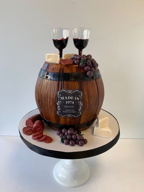 Wine Theme Cakes, Apple Cake Pops, Barrel Cake, Grooms Cakes, Wine Cake, Dad Birthday Cakes, Fondant Cake Designs, Gravity Cake, 60th Birthday Cakes