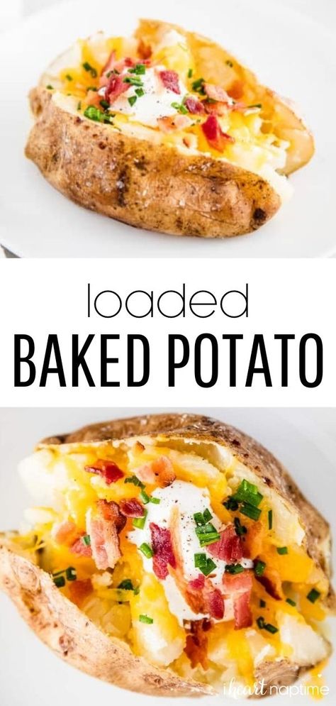 Cream Cheese Baked Potato, Double Loaded Baked Potato, Baked Potatoes With Cheese And Bacon, Baked Potato With Sour Cream, How To Make A Loaded Baked Potato, Potato Bake With Cream, Baked Potato With Cream Cheese, How To Make Loaded Baked Potatoes, Baked Potatoes Fillings