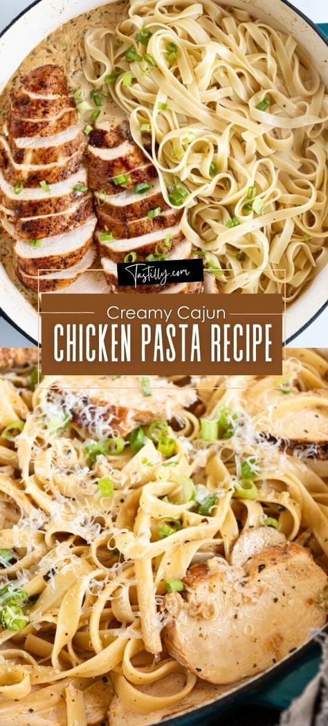 30-Minute Creamy Cajun Chicken Pasta Recipe via @tastillyb Healthy Cajun Pasta, Cajun Chicken Spaghetti, Easy Dinner Recipes Indian, Chicken Pasta Dinner, Sheet Meals, Cajun Chicken Pasta Recipe, One Dish Recipes, Easy Honey Garlic Chicken, Creamy Cajun Chicken Pasta